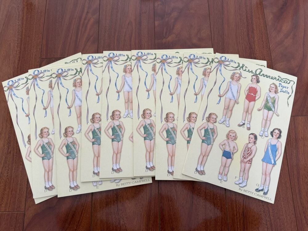 LITTLE MISS AMERICA Paper Doll Book Betty Campbell Repo Book Lot Of 9 Vintage